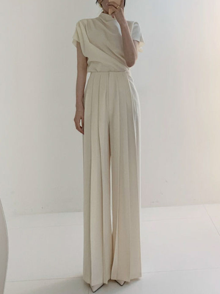 Plisserede Wide-Leg Bukser | Polyesterblanding | Elegant & Flydende