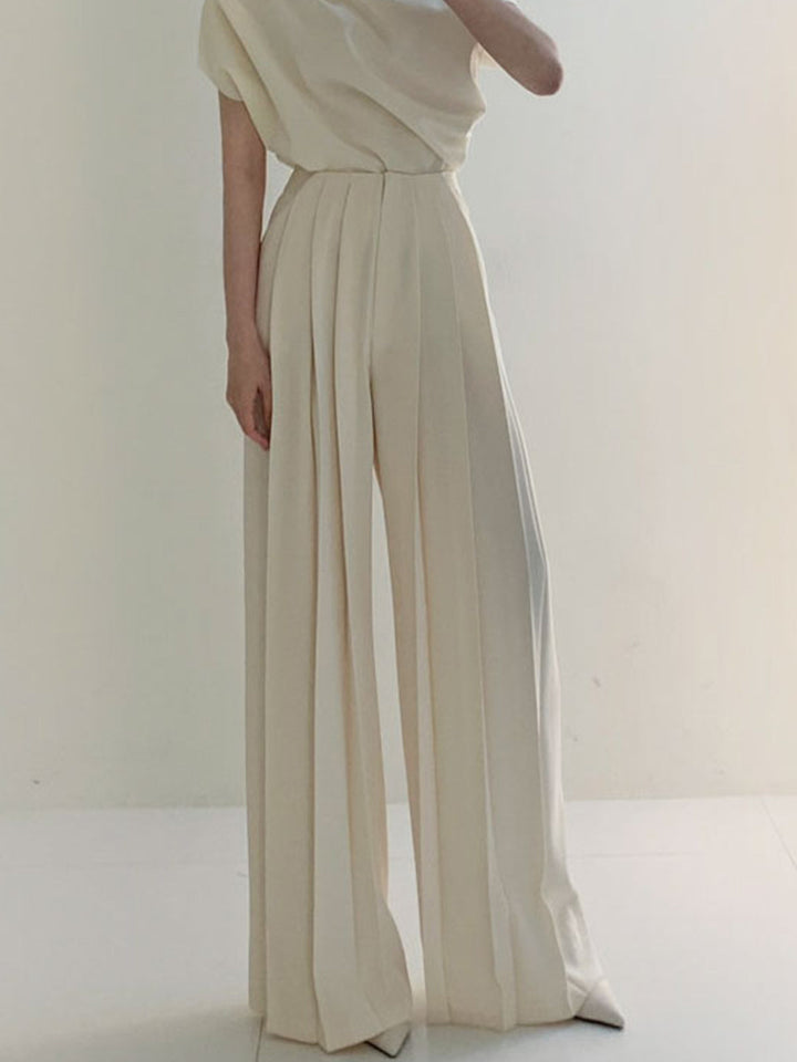 Plisserede Wide-Leg Bukser | Polyesterblanding | Elegant & Flydende