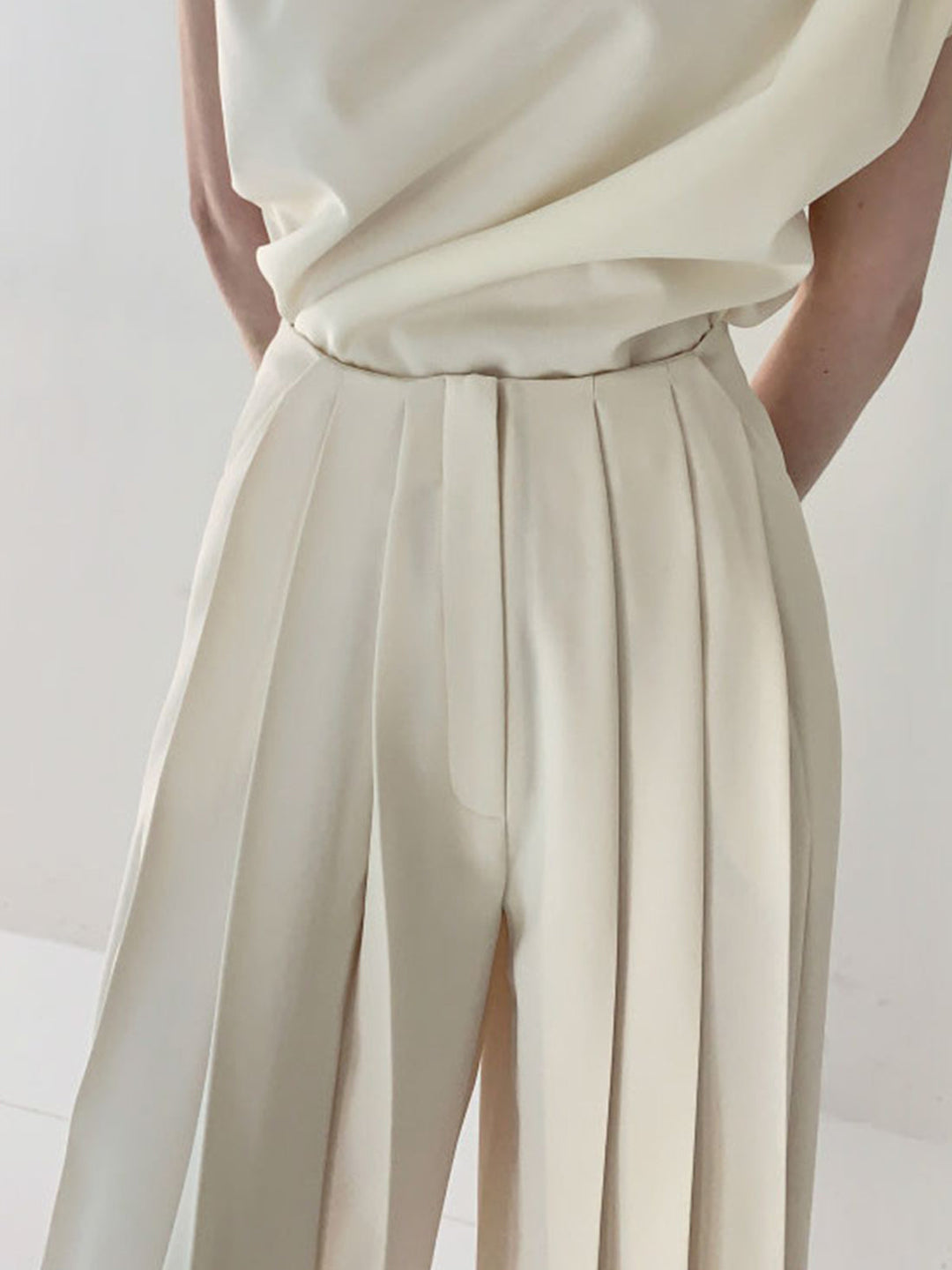 Plisserede Wide-Leg Bukser | Polyesterblanding | Elegant & Flydende