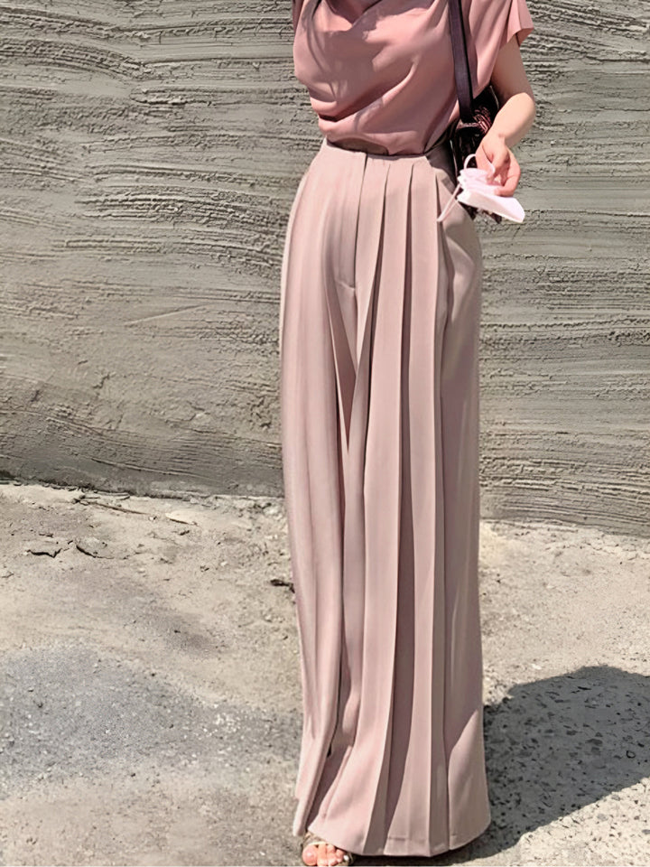 Plisserede Wide-Leg Bukser | Polyesterblanding | Elegant & Flydende