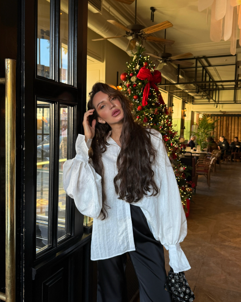 Belloura™ | Flare Sleeve White Shirt