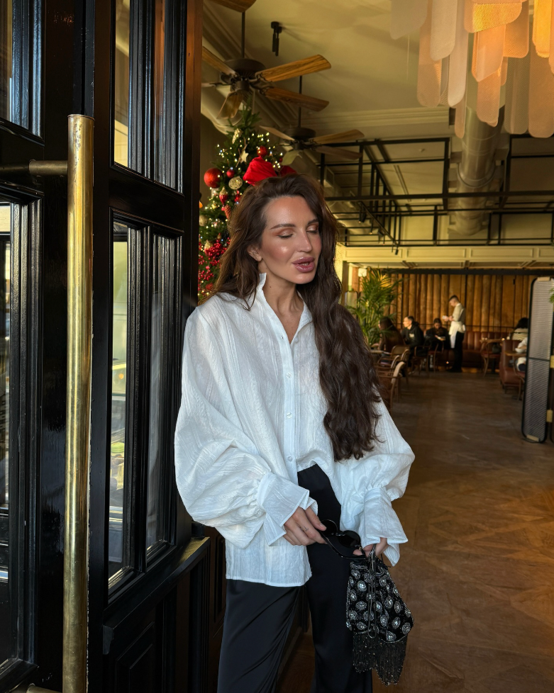 Belloura™ | Flare Sleeve White Shirt